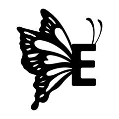 E Alphabet Butterfly abstract monogram
