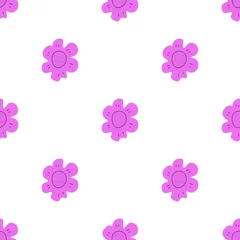Fototapete Blumen Nahtloses Vektor-Blumenmuster mit Blumen. Frühlingsflora. Einfacher handgezeichneter Kinderstil. Ziemlich klein für Stoff, Textil, Tapete. Digitales Papier im weißen Hintergrund