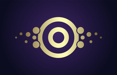 Dots Letter O Logo in Gold and Purple Gradient. Alphabet Dotted Icon Vector Design, EPS10.

