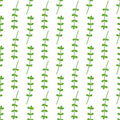 Green leafs seamless pattern. Vector hand drawn botanical illustration. Pretty scandi style for fabric, textile, wallpaper. Digital paper in white background