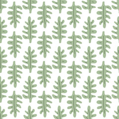Green leafs seamless pattern. Vector hand drawn botanical illustration. Pretty scandi style for fabric, textile, wallpaper. Digital paper in white background