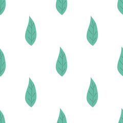Leafs seamless pattern. Vector hand drawn botanical illustration. Pretty scandi style for fabric, textile, wallpaper. Digital paper in white background