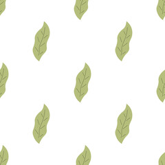 Leafs seamless pattern. Vector hand drawn botanical illustration. Pretty scandi style for fabric, textile, wallpaper. Digital paper in white background