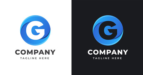 Letter G logo design template with circle shape concept gradient element geometric