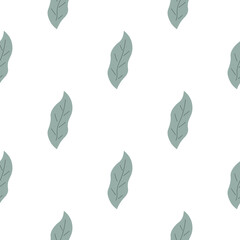 Leafs seamless pattern. Vector hand drawn botanical illustration. Pretty scandi style for fabric, textile, wallpaper. Digital paper in white background