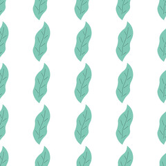 Leafs seamless pattern. Vector hand drawn botanical illustration. Pretty scandi style for fabric, textile, wallpaper. Digital paper in white background