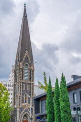 Fototapeta na wymiar A spire in downtown Portland