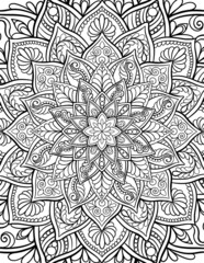 Ornamental mandala adult coloring book page. Zentangle style coloring page. Arabic, Indian ornament.