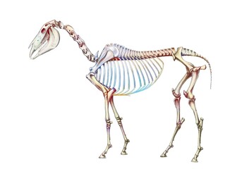 Representation of the bone system of a horse on a white background. © RFBSIP