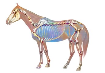 Anatomy of the horse with its bone system. © RFBSIP