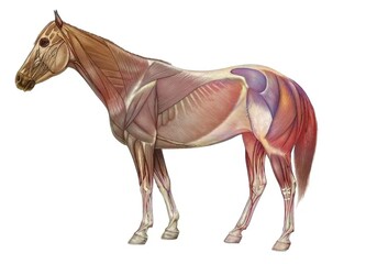 Anatomy of the horse with its muscular system. © RFBSIP