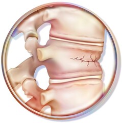 Vertebral compression due to fracture of vertebrae weakened.