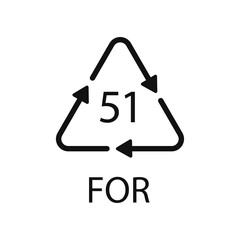 Bio material recycling code 51 FOR. Vector Illustration