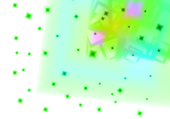 Fondo abstracto con estrellas verdes, fucsia, turquesa y blanco