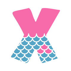 X Alphabet Mermaid abstract monogram