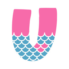 U Alphabet Mermaid abstract monogram
