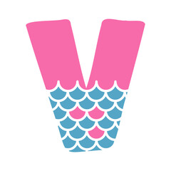 V Alphabet Mermaid abstract monogram