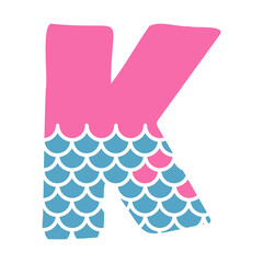 K Alphabet Mermaid abstract monogram