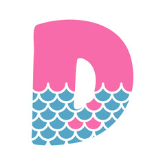 D Alphabet Mermaid abstract monogram
