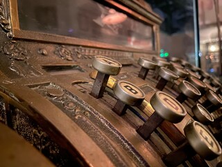 Antique style cash register till ornate Victorian