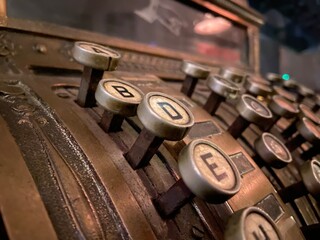 Antique old style cash register till ornate Victorian