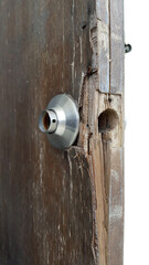 door knob damage on white background