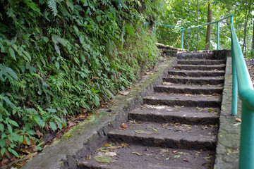 Obraz premium Rows of stairs going up in one of the ecotourism locations.