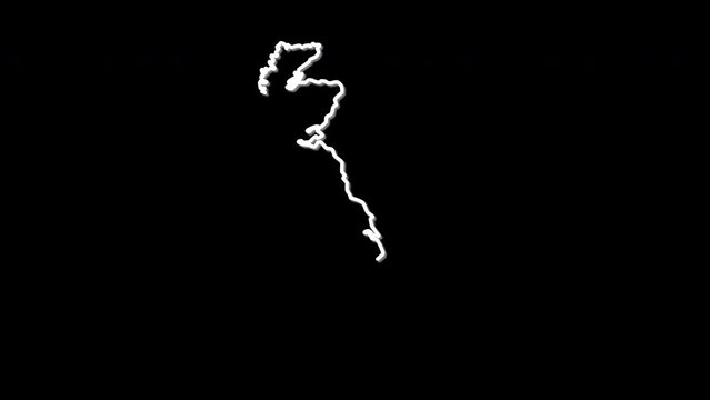 Self drawing animation of Great Britain map outline. Line art. British territory outline.