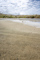 Walk along the salty shores of the Jan Thiel lagoon on the Caribbean island Curacao