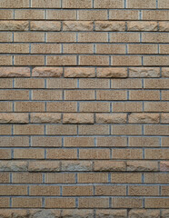 Golden Tan Old Brick Wall in Sunlight.