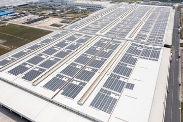 solar panels on factory rooftop