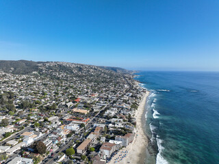 Aerial view of South California Coastline during sunny day, USA