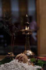 Traditional Kerala, Indian lamp and decorataions for special occations