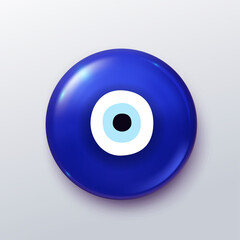 Turkish evil eye. Mandala greek evil eye. Symbol of protection in Greece, Cyprus. Amulet from evil eye. Realistic vector blue Turkish fatima's eye. Magic item, attribute illustration