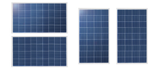 Photovoltaic solar cell panels isolated on white background. Environmental theme. Green energy concept.