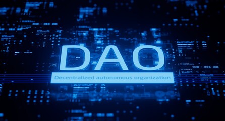 DAO decentralized autonomous organization fintech technology banking	
 - obrazy, fototapety, plakaty