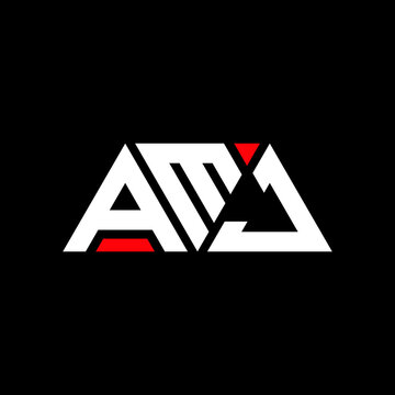 AMJ letter logo design with polygon shape. AMJ polygon and cube shape logo design. AMJ hexagon vector logo template white and black colors. AMJ monogram, business and real estate logo.