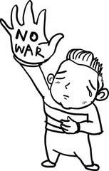 Hand drawn and illustration No war and stop war in ukraine. Children wanted. Student wanted save Ukraine.
