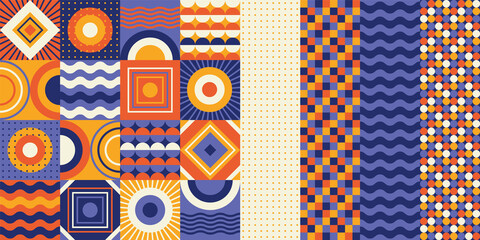 Sun and sea water vibes abstract geometric pattern - 498777769