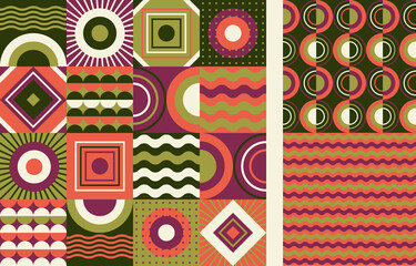 Summer vibes abstract geometric seamless pattern - obrazy, fototapety, plakaty