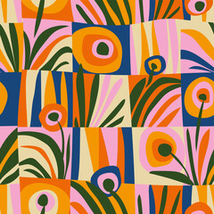 Summer tropical abstract flower seamless pattern