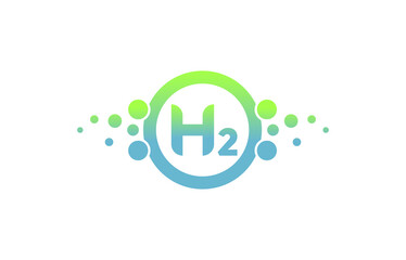 Hydrogen H2 green energy icon. Hydrogen logo, vector illustration.