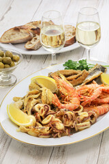 fritto misto di mare (mixed fried seafood), italian cuisine