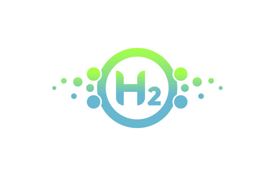 Hydrogen H2 green energy icon. Hydrogen logo, vector illustration.