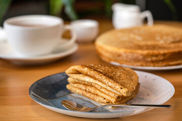 Stack of pancakes on a plate