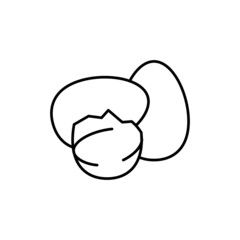 Chicken eggs color line icon. Cutting meat.
