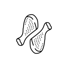 Chicken legs color line icon. Cutting meat.