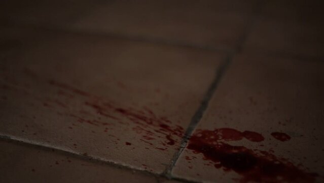 Blood Spray onto tiled floor