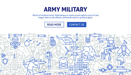 Army Military Banner Design. Vector Illustration of Outline Template.