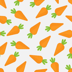 Cartoon carrots with ornament, seamless pattern. Easter theme background. Flat design. Vegetable, healthy vegan food wallpaper